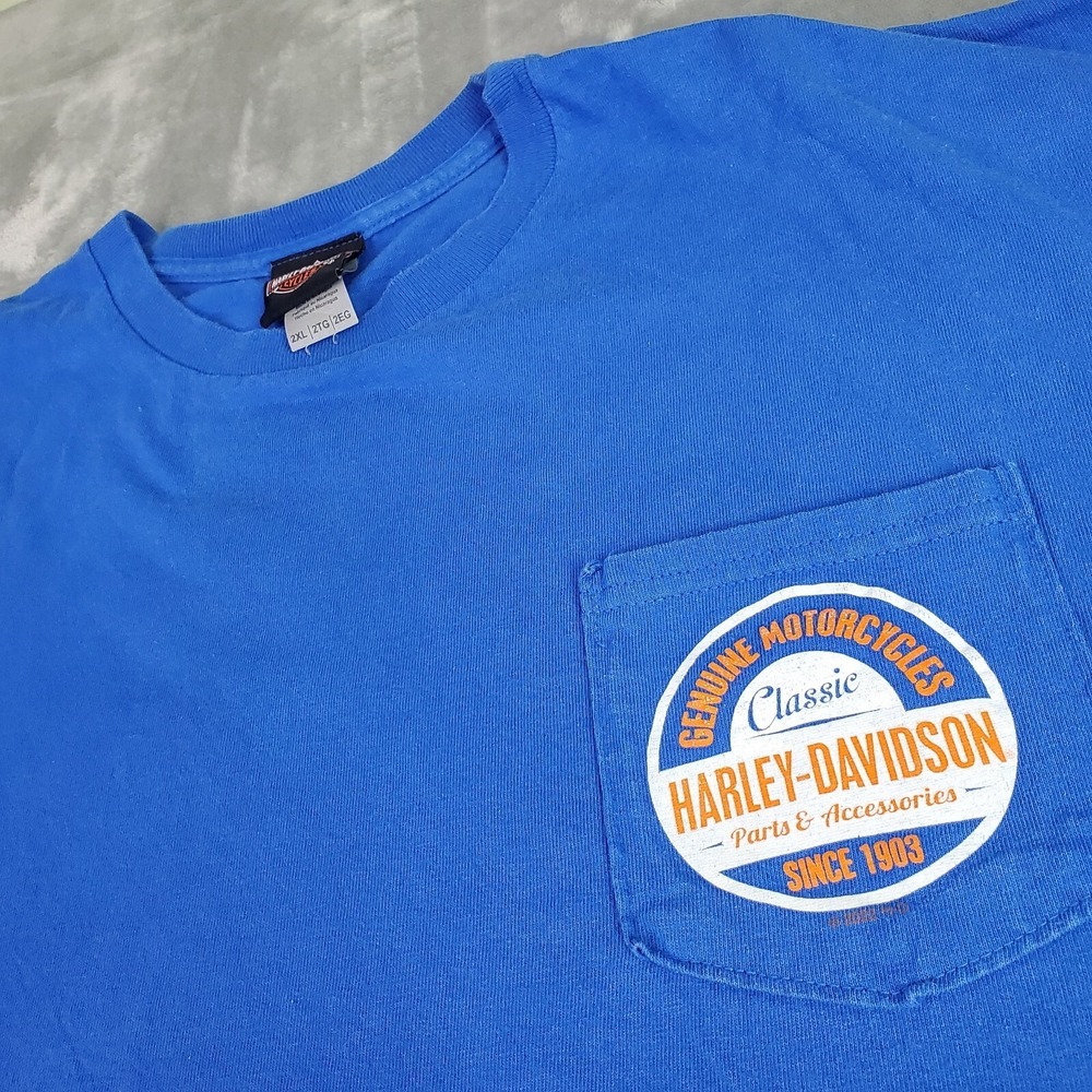 Harley Davidson T-shirt Mens Size XXL Pikes Peak Colorado Springs Blue Cotton